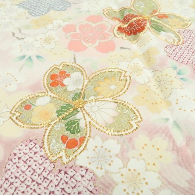 【新古品】tomihisa 新品 桜 金駒刺繍 着物 正絹 仕付け糸付 訪問着 7444