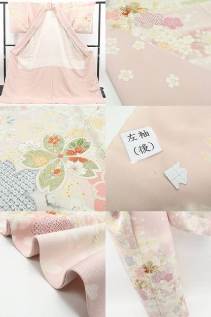 【新古品】tomihisa 新品 桜 金駒刺繍 着物 正絹 仕付け糸付 訪問着 7444