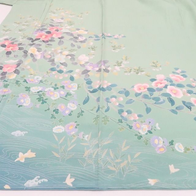【新古品】tomihisa 新品 手描き友禅 椿 着物 正絹 仕付け糸付 トールサイズ 訪問着 7445