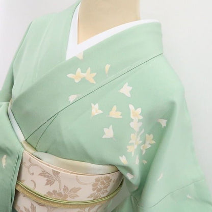 【新古品】tomihisa 新品 手描き友禅 椿 着物 正絹 仕付け糸付 トールサイズ 訪問着 7445