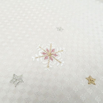【新古品】tomihisa 新品 刺繍 雪の結晶×星 着物 正絹 仕付け糸付 小紋 7446