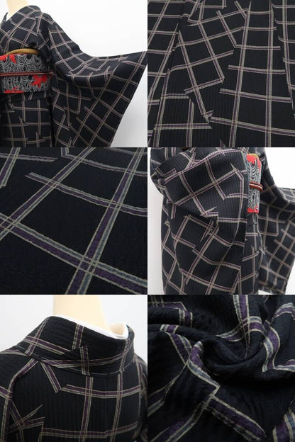 【新古品】tomihisa 新品 やまと誂製 斉藤上太郎 レトロモダン 着物 正絹 仕付け糸付 小紋 7449