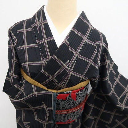 【新古品】tomihisa 新品 やまと誂製 斉藤上太郎 レトロモダン 着物 正絹 仕付け糸付 小紋 7449