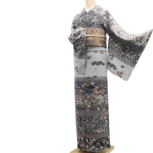 【新古品】tomihisa 新品 総刺繍 着物 正絹 仕付け糸付 訪問着 7453