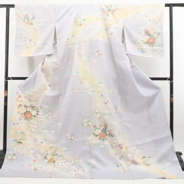 【新古品】tomihisa 新品 京友禅 金駒刺繍 着物 正絹 仕付け糸付 訪問着 7463