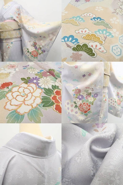 【新古品】tomihisa 新品 京友禅 金駒刺繍 着物 正絹 仕付け糸付 訪問着 7463