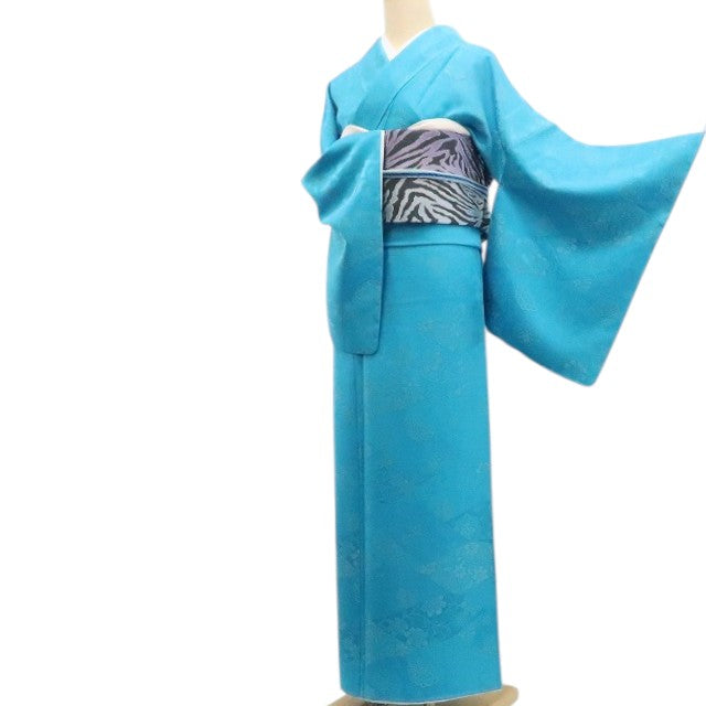 【新古品】tomihisa 新品 前田仁仙 落款 唐花 着物 正絹 仕付け糸付 ワイドサイズ お召 7468