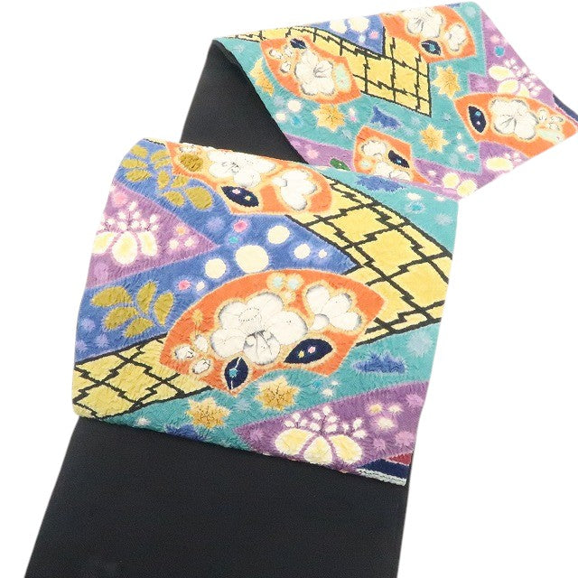 【中古】tomihisa 美品 辻ヶ花 絞り 落款 着物 正絹 作家物 袋帯 7470