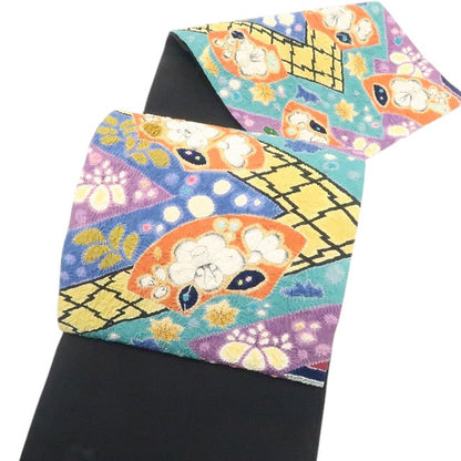 【中古】tomihisa 美品 辻ヶ花 絞り 落款 着物 正絹 作家物 袋帯 7470