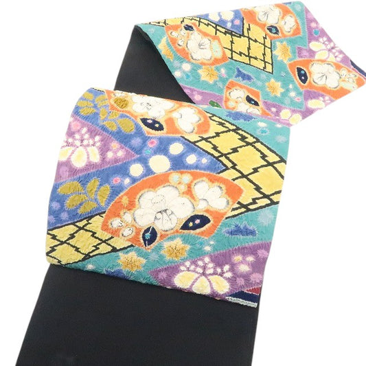 【中古】tomihisa 美品 辻ヶ花 絞り 落款 着物 正絹 作家物 袋帯 7470