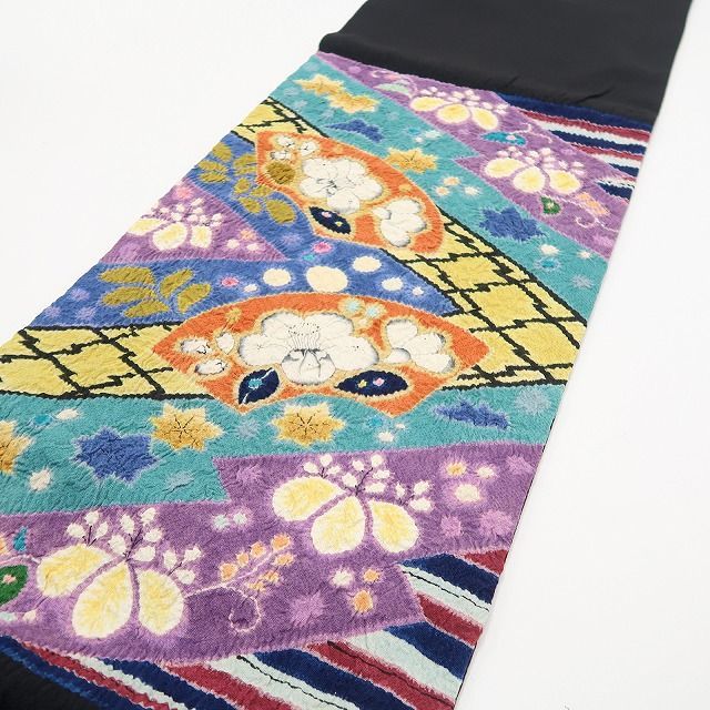 【中古】tomihisa 美品 辻ヶ花 絞り 落款 着物 正絹 作家物 袋帯 7470