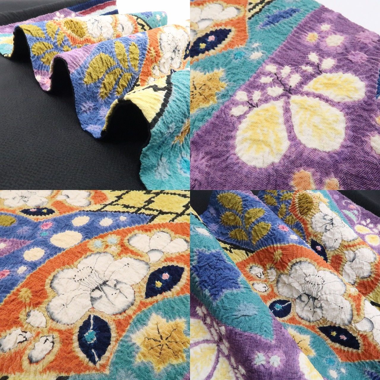 【中古】tomihisa 美品 辻ヶ花 絞り 落款 着物 正絹 作家物 袋帯 7470