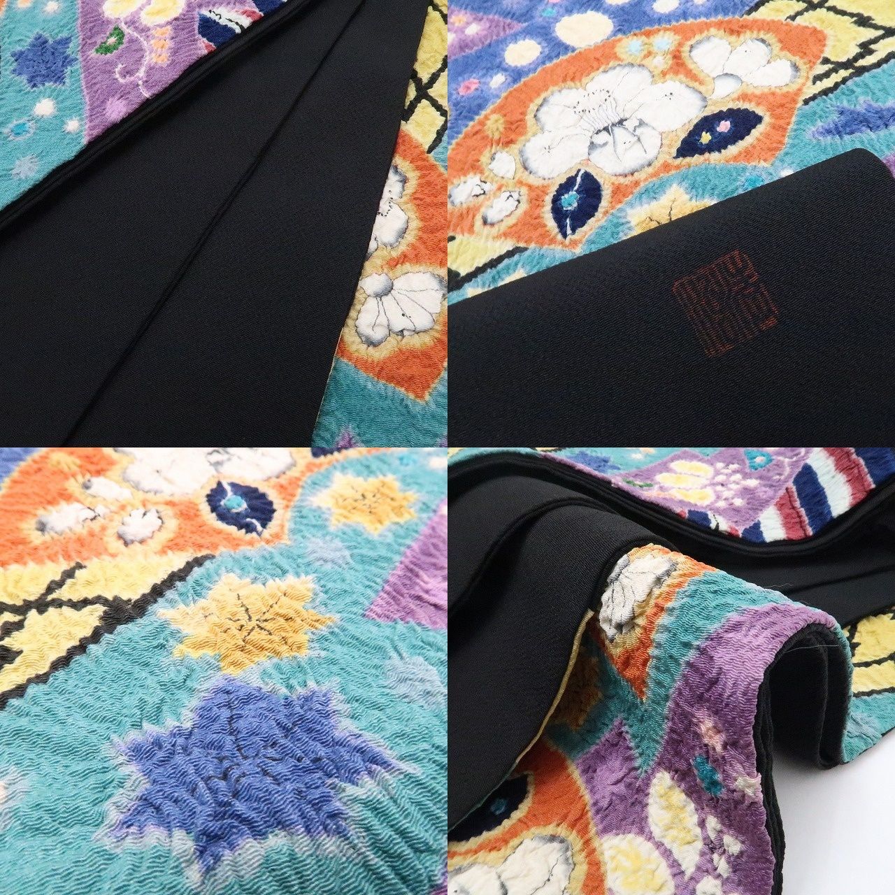 【中古】tomihisa 美品 辻ヶ花 絞り 落款 着物 正絹 作家物 袋帯 7470