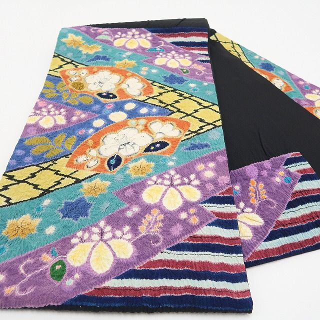 【中古】tomihisa 美品 辻ヶ花 絞り 落款 着物 正絹 作家物 袋帯 7470