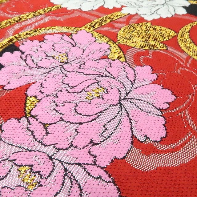 【新古品】tomihisa 新品 牡丹 着物 正絹 成人式 振袖用 袋帯 7473