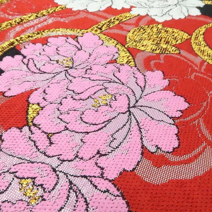 【新古品】tomihisa 新品 牡丹 着物 正絹 成人式 振袖用 袋帯 7473