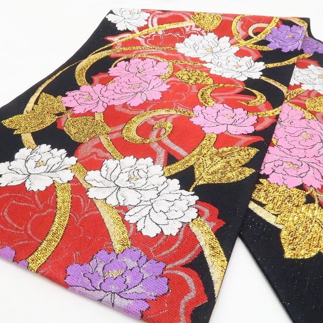 【新古品】tomihisa 新品 牡丹 着物 正絹 成人式 振袖用 袋帯 7473