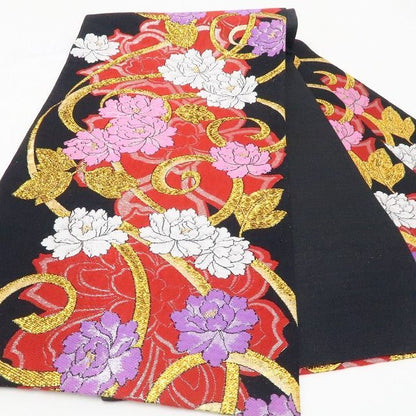 【新古品】tomihisa 新品 牡丹 着物 正絹 成人式 振袖用 袋帯 7473