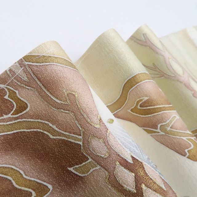 【中古】tomihisa 未着用 金糸刺繍 松 着物 正絹 仕付け糸付 訪問着 7476