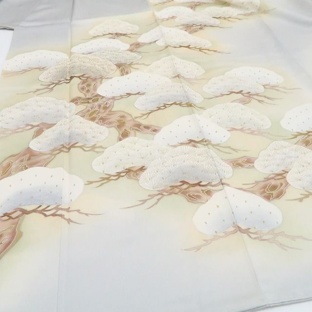 【中古】tomihisa 未着用 金糸刺繍 松 着物 正絹 仕付け糸付 訪問着 7476