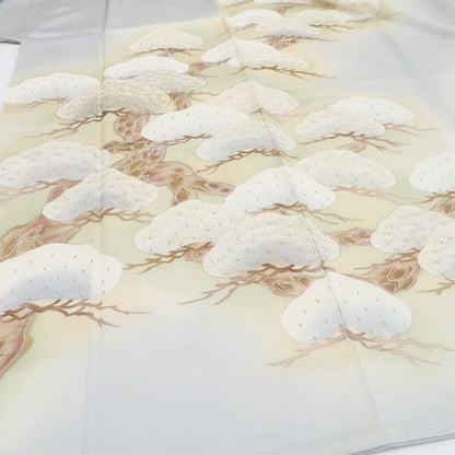 【中古】tomihisa 未着用 金糸刺繍 松 着物 正絹 仕付け糸付 訪問着 7476