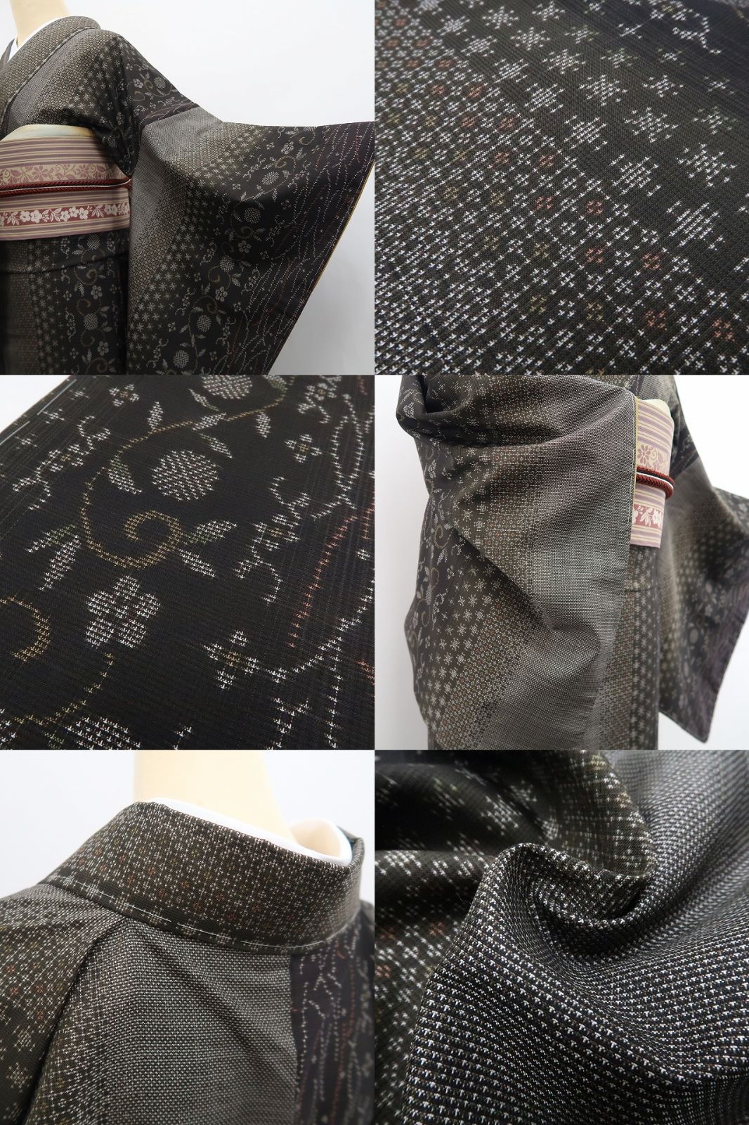 【新古品】tomihisa 新品 笹蔓 カタス式 ７マルキ 屋久杉染 着物 証紙付 仕付け糸付 本場大島紬 7482
