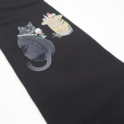 【新品】tomihisa 新品 秀美 お仕立て上がり品 猫 ワイン 着物 正絹 なごや帯 7497