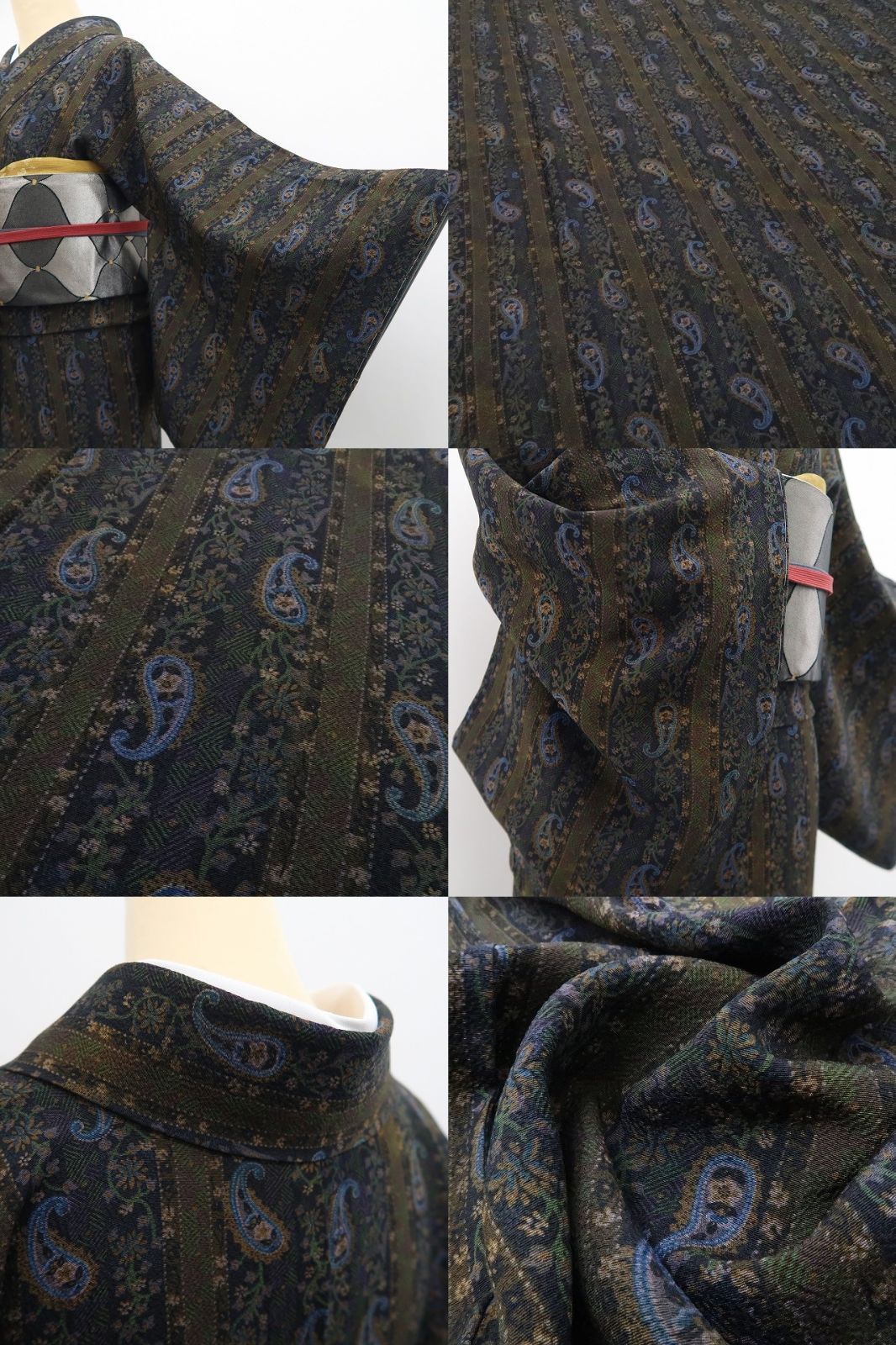 【新古品】tomihisa 新品 やまと誂製 前田仁仙 落款 ペイズリー 着物 正絹 仕付け糸付 小紋 7500