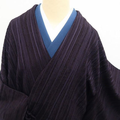 【新古品】tomihisa 新品 大島本泥染 着物 正絹 ロング丈 仕付け糸付”_ 道中着 7511