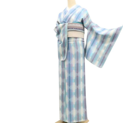 【新古品】tomihisa 新品 幾何学模様 着物 正絹 仕付け糸付 トールサイズ 小紋 7522