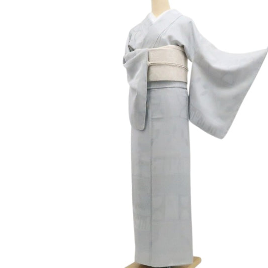 【中古】tomihisa 美品 モダンアート 着物 正絹 仕付け糸付 小紋 色無地 7530