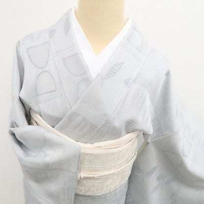 【中古】tomihisa 美品 モダンアート 着物 正絹 仕付け糸付 小紋 色無地 7530
