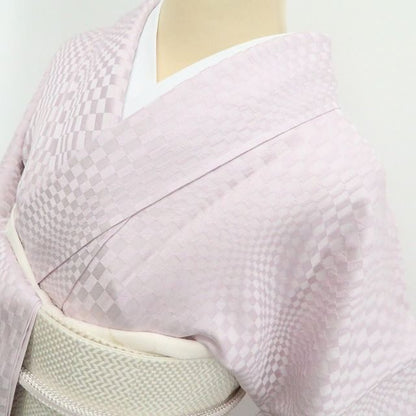 【新古品】tomihisa 新品 変わり市松 着物 正絹 仕付け糸付 お召 色無地 7531