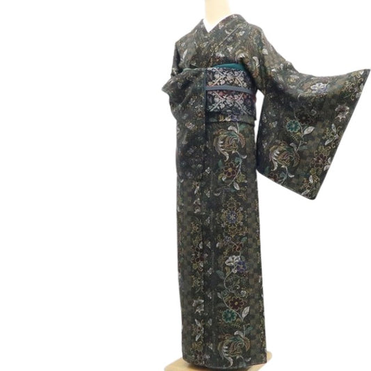 【新古品】tomihisa 新品 鳳凰 着物 正絹 仕付け糸付 小紋 7539
