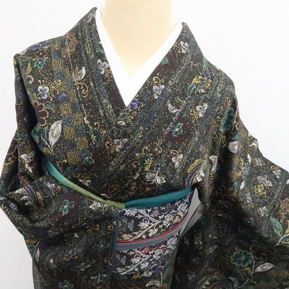 【新古品】tomihisa 新品 鳳凰 着物 正絹 仕付け糸付 小紋 7539