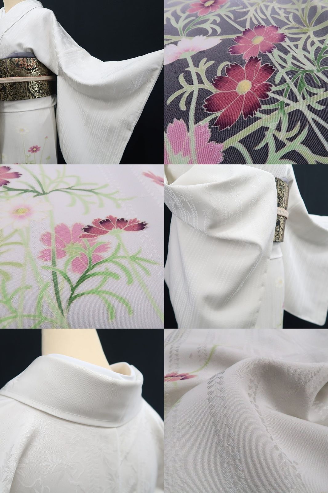 【新品】tomihisa 新品 秀美謹製 秋桜 コスモス お仕立て上がり品 着物 仕付け糸付 訪問着 7561