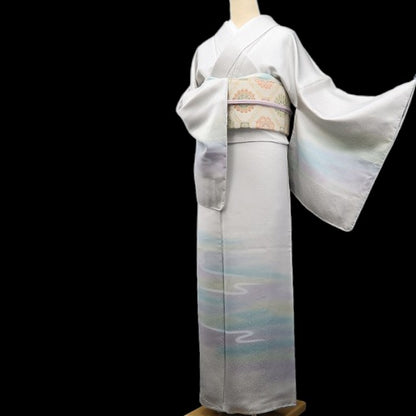 【新古品】tomihisa 新品 二代目久保田一竹 落款 一竹の辻ヶ花 暈し 金通し 着物 仕付け糸付 付下げ 7562