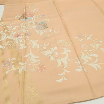 【中古】tomihisa 未着用 唐花 着物 正絹 仕付け糸付 トールサイズ 訪問着 7568