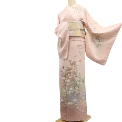 【中古】tomihisa 美品 京友禅 金駒刺繍 着物正絹 仕付け糸付 訪問着 7569
