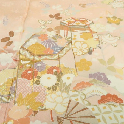 【中古】tomihisa 美品 京友禅 金駒刺繍 着物正絹 仕付け糸付 訪問着 7569