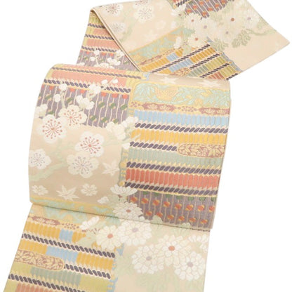 【中古】tomihisa 美品 五匠織物(株)謹製 唐織 着物 正絹 西陣織 袋帯 7574