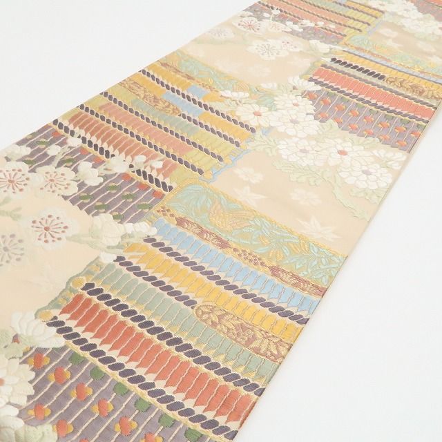 【中古】tomihisa 美品 五匠織物(株)謹製 唐織 着物 正絹 西陣織 袋帯 7574