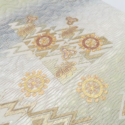 【中古】tomihisa 美品 金彩友禅 和田光正 落款 着物 正絹 袋帯 7575