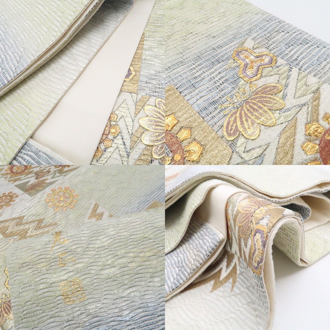 【中古】tomihisa 美品 金彩友禅 和田光正 落款 着物 正絹 袋帯 7575