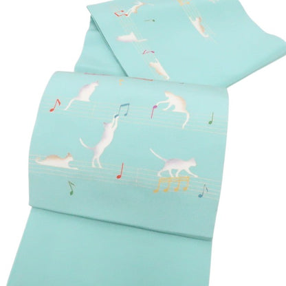 【中古】tomihisa 美品 秀美謹製 猫 着物 正絹 額縁仕立て 開きなごや帯 7576