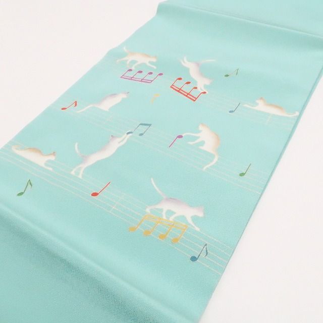 【中古】tomihisa 美品 秀美謹製 猫 着物 正絹 額縁仕立て 開きなごや帯 7576