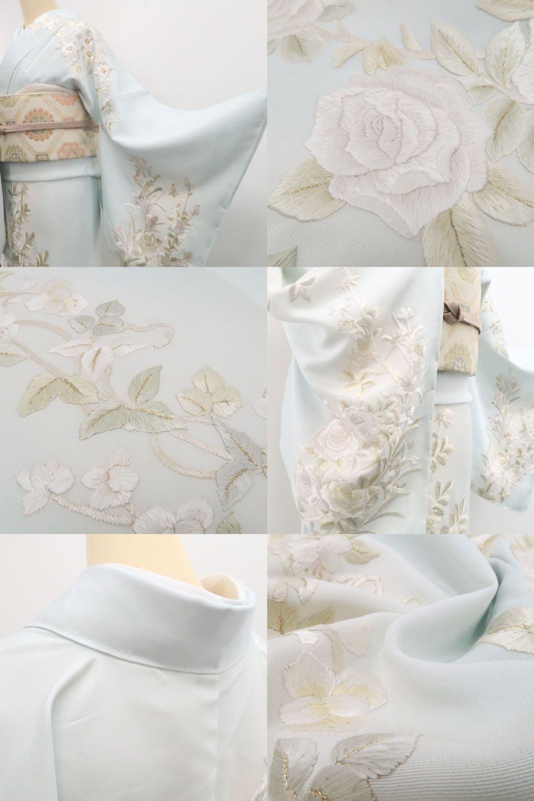 【新古品】tomihisa 新品 総刺繍 薔薇 着物 正絹 仕付け糸付 訪問着 7585