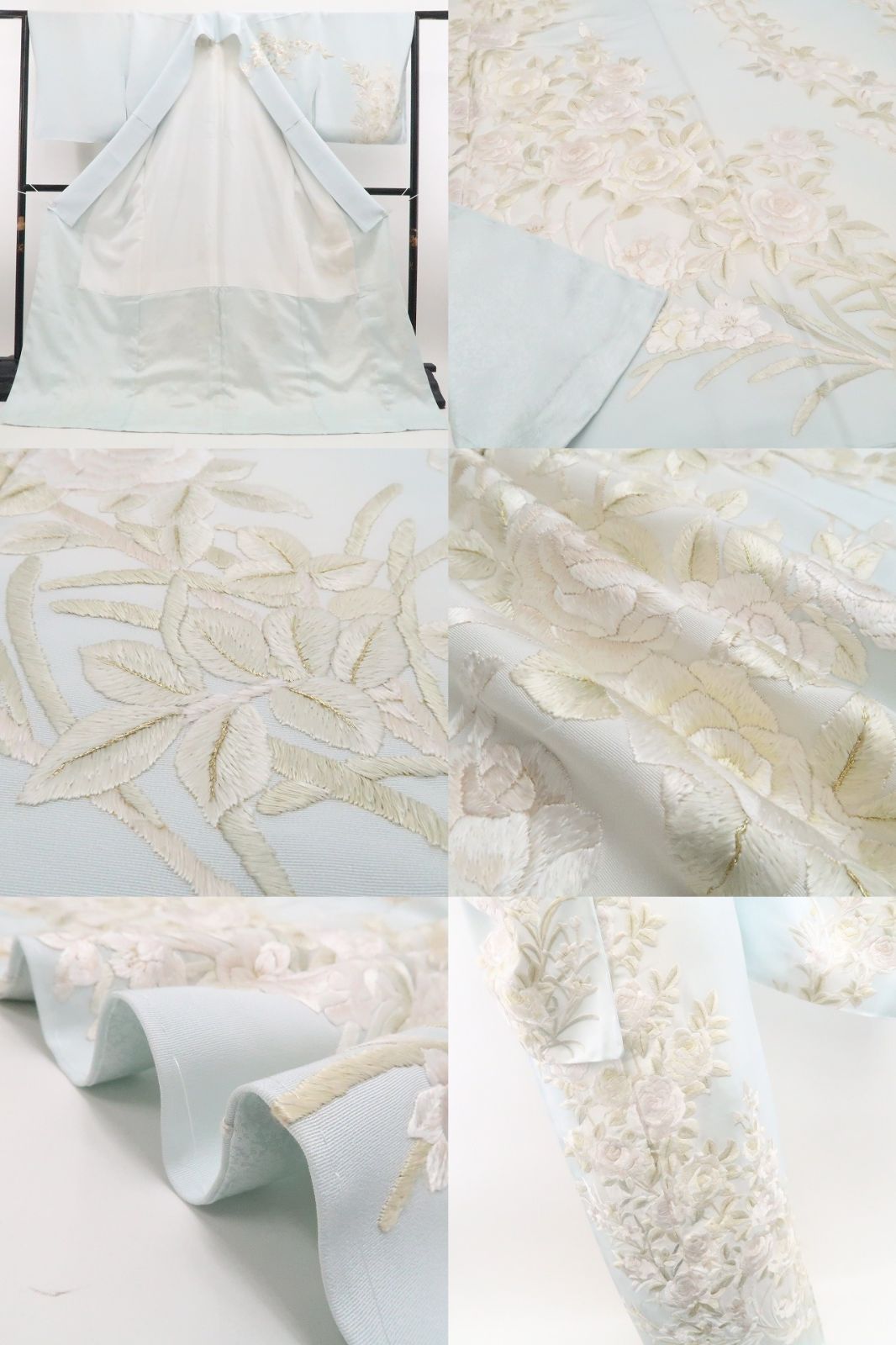 【新古品】tomihisa 新品 総刺繍 薔薇 着物 正絹 仕付け糸付 訪問着 7585