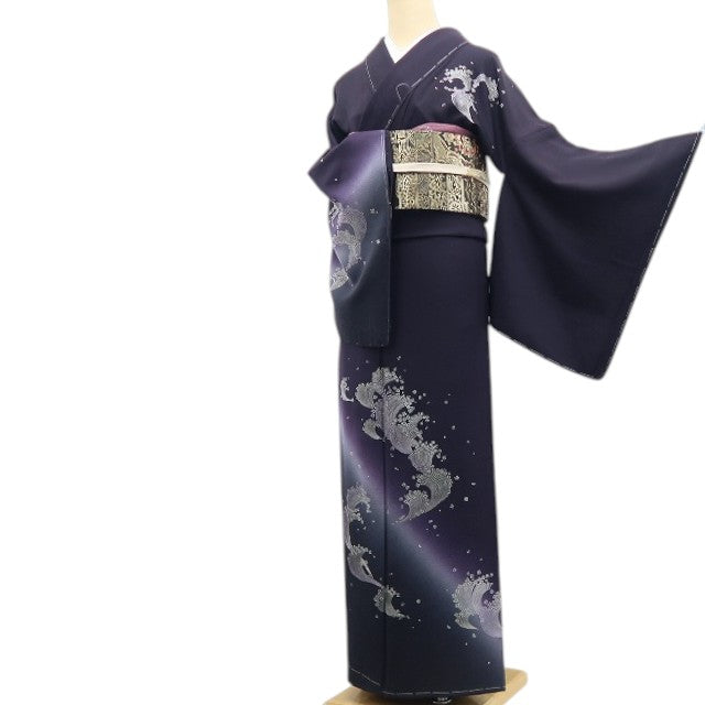 【新古品】tomihisa 新品 金彩友禅 和田光正 落款 波頭 着物 正絹 仕付け糸付 訪問着 7589