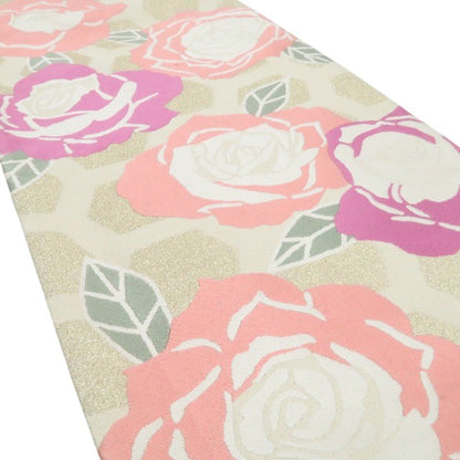 【中古】tomihisa 美品 薔薇 レトロ 着物 正絹 成人式 振袖用 袋帯 7596